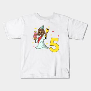 I am 5 with Jesus - kids birthday 5 years old Kids T-Shirt